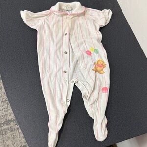 Striped White and Pink Kids One Piece